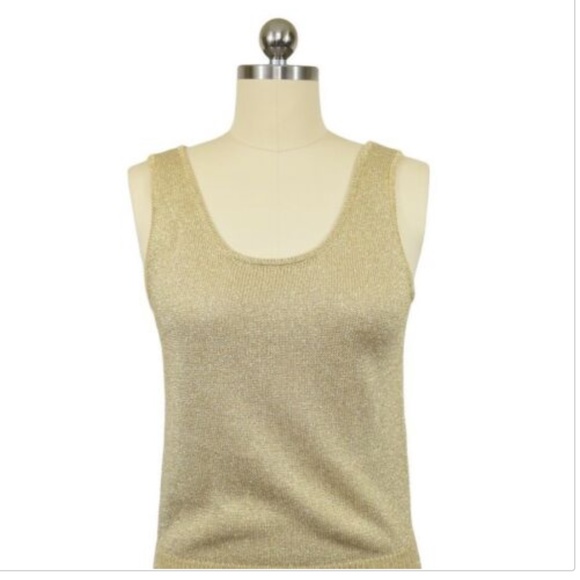 Christine Phillipe Gold Knit Cami Top Medium - Picture 2 of 7